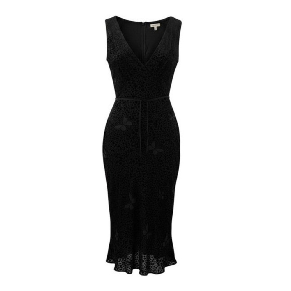 Realisation Par The Lauren Black Butterfly Devore Velvet Midi Dress XS